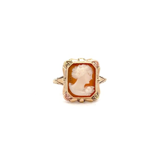 Cameo Ring 10k Yellow Gold with Tri-Color Accents - image 1