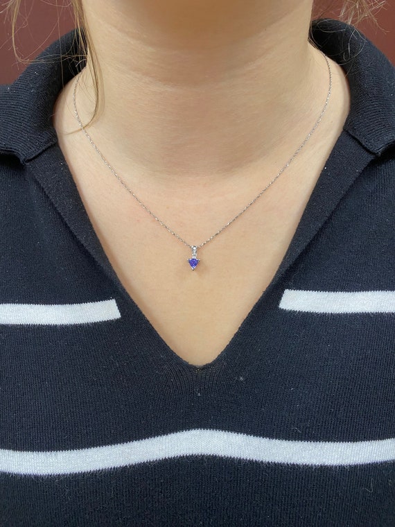 Tanzanite & Diamond Pendant in 14k White Gold - image 5