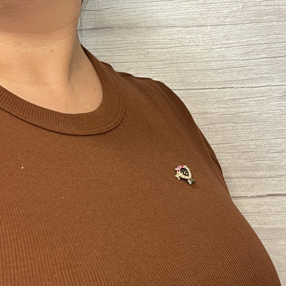 Antique 10k Gold Delta Sigma Lambda Pin: Seed Pea… - image 8