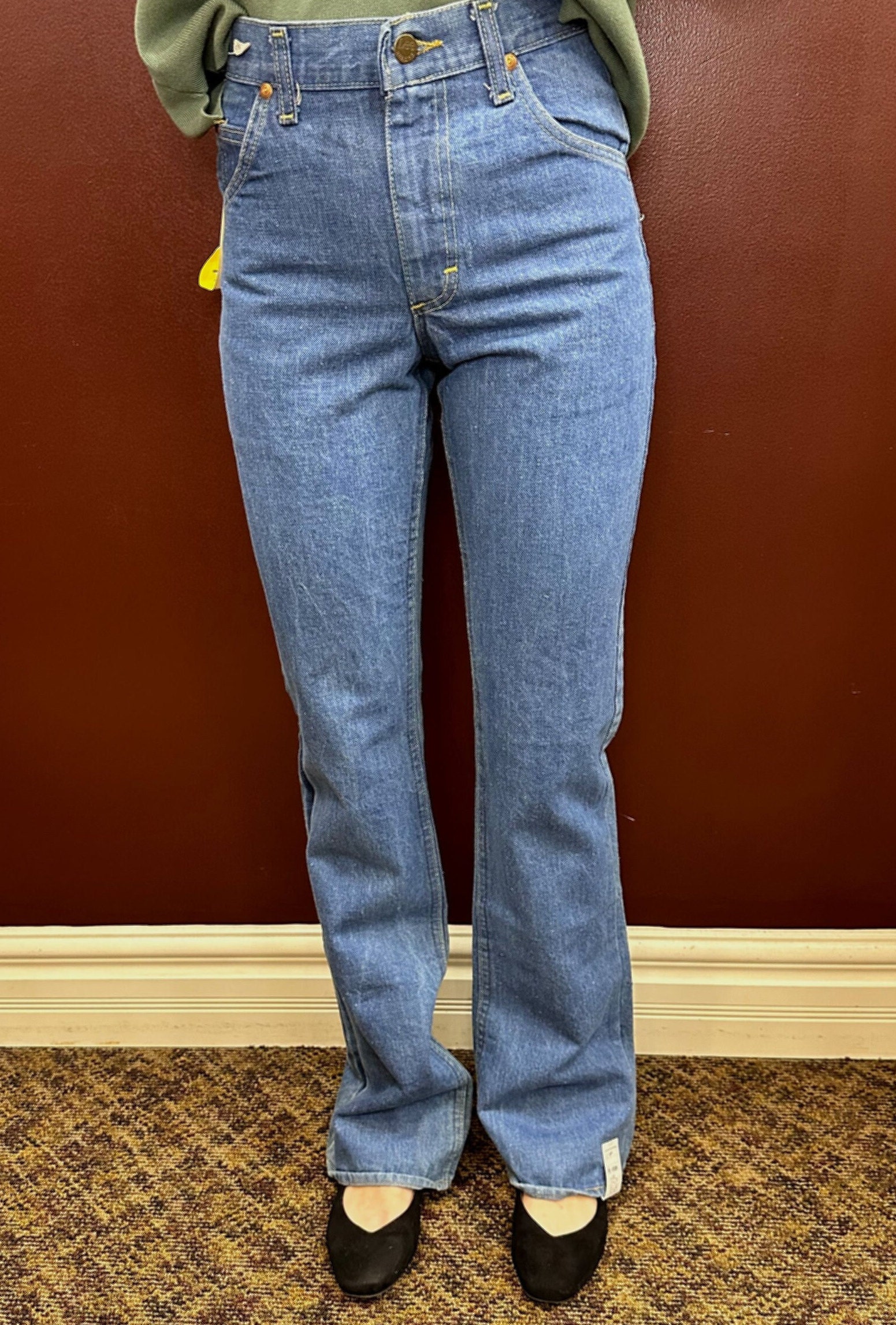 パンツ Early 70's~ Lee DENIM PANTS(CUT OFF) Vintage 1970s Lee Rider Boot Cut Jeans: Light Wash Denim