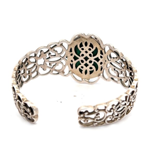 Sterling Silver Malachite Cuff Bracelet: Pierced … - image 3