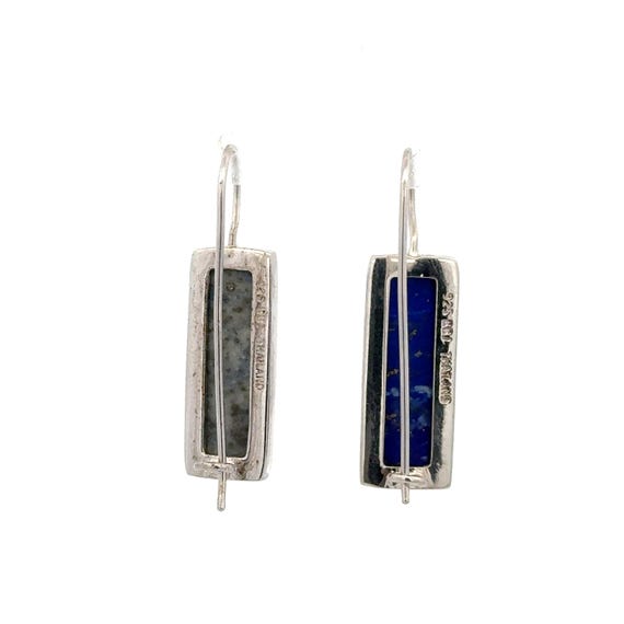 Modern Rectangular Lapis Lazuli Fish Hook Earring… - image 4