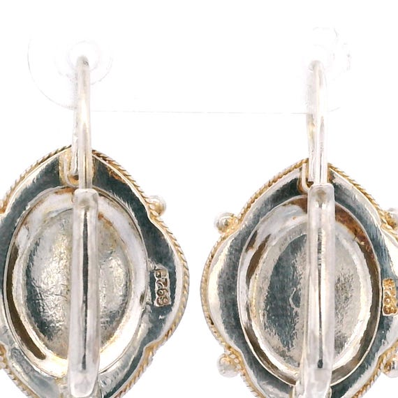 Sterling Silver Two-Tone Opal Scroll Leverback Ea… - image 5