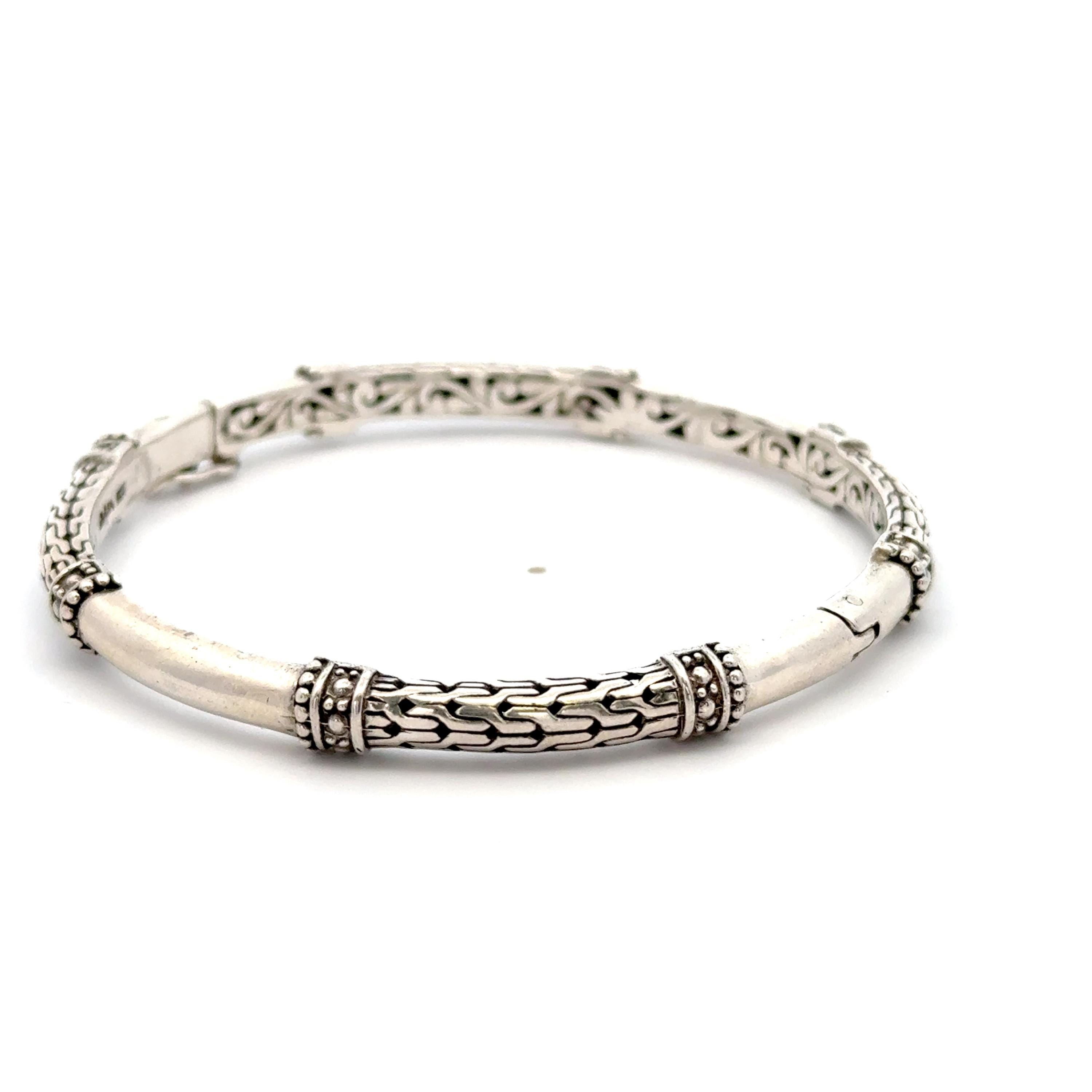 Chic Sterling Silver Vintage Sarda Hinged Bracelet Featuring Chic Sterling Silver Vintage Sarda Hinged Bracelet Featuring