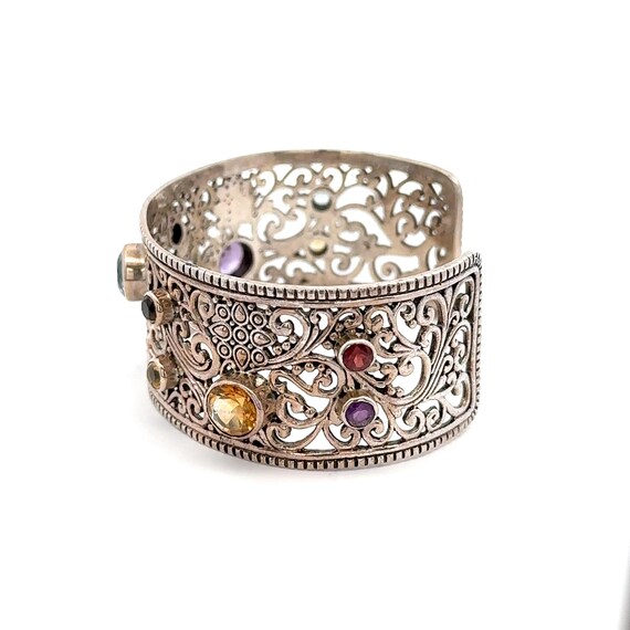 Elegant Multi-Gemstone Scroll Bangle Samuel Benha… - image 4