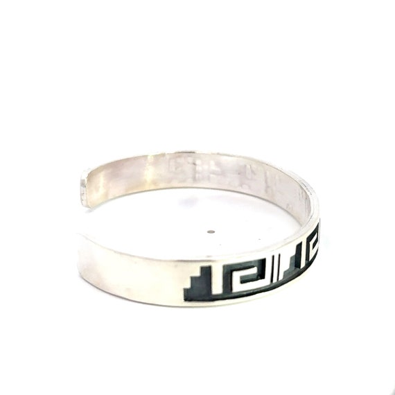 Signed Sterling Silver Geometric Cuff Bracelet - … - image 4