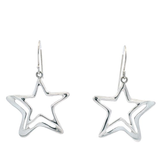 Sterling Silver Celestial Star Dangle Earrings - image 2