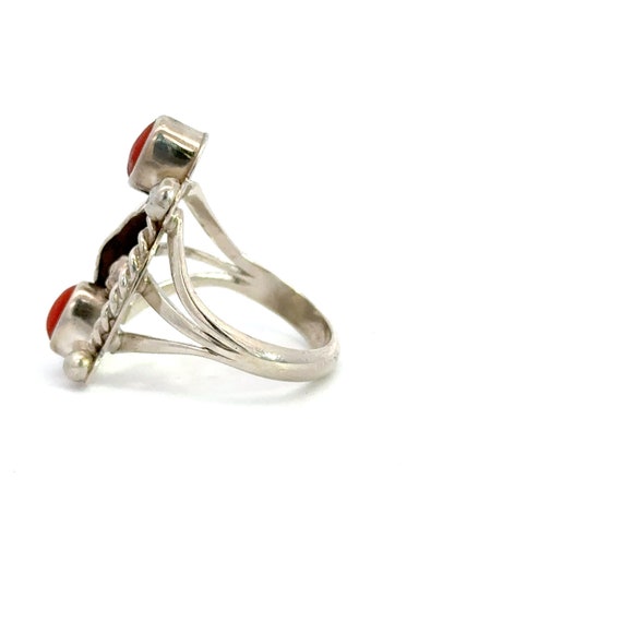 Exquisite Coral and Sterling Silver Ring Boho Chi… - image 4