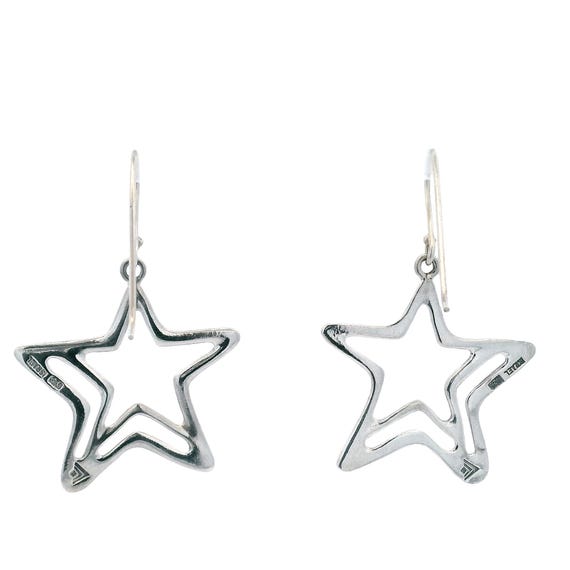 Sterling Silver Celestial Star Dangle Earrings - image 4