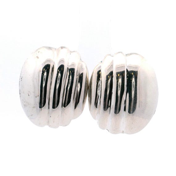 Taxco Sterling Silver Clip-On Earrings: Geometric Mexican Artisan Jewelry