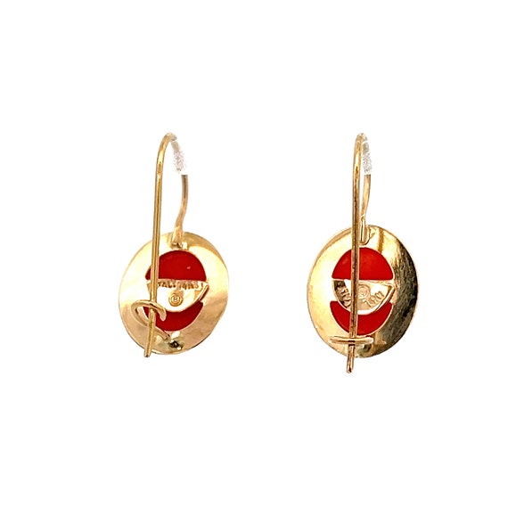 Unique Coral Solitaire Earrings - 14k Gold Bezel … - image 3