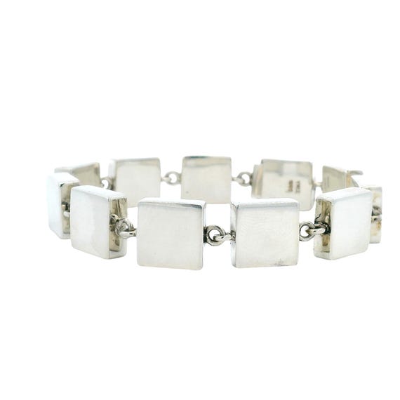 Sterling Silver Square Geometric Chunky Bracelet