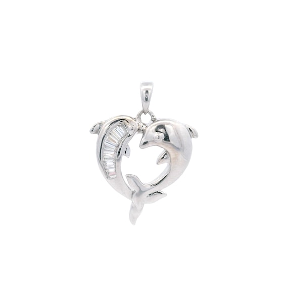 Sterling Double Dolphin Heart Pendant