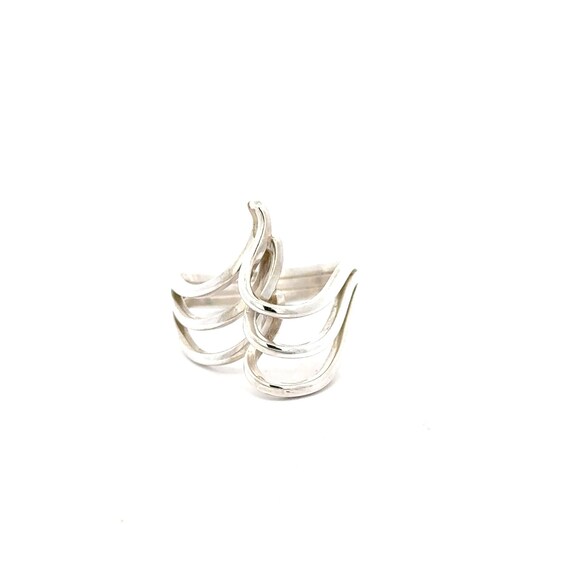 Sterling Silver 3D Wave Ring - Size 7 - image 1