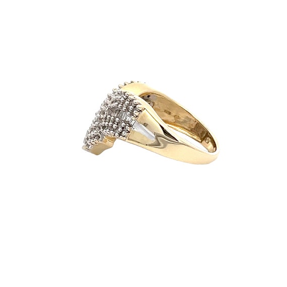 3/4 Carat Diamond Chevron Ring 10k Yellow Gold Ba… - image 4