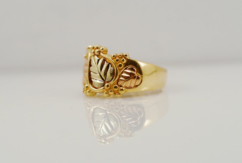 Black Hills Gold Wedding Band Ring 10k Rose Green Yellow Grape Leaves Nature
