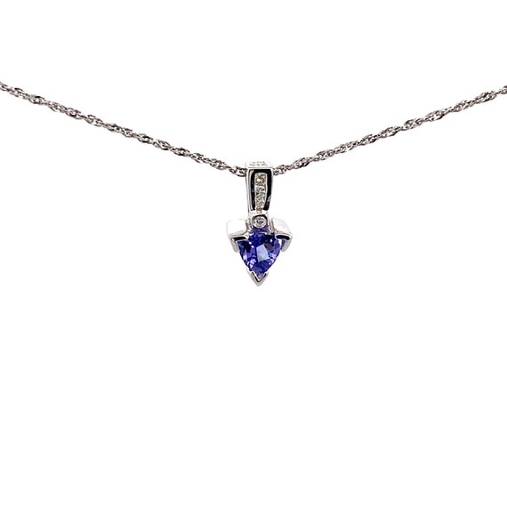 Tanzanite & Diamond Pendant in 14k White Gold - image 1