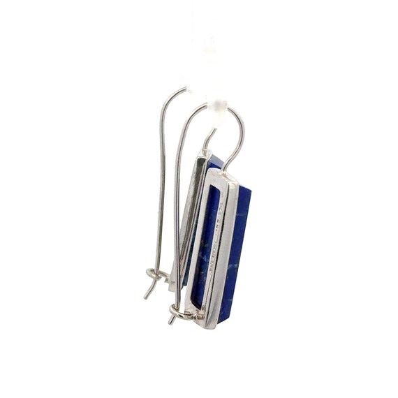 Modern Rectangular Lapis Lazuli Fish Hook Earring… - image 2