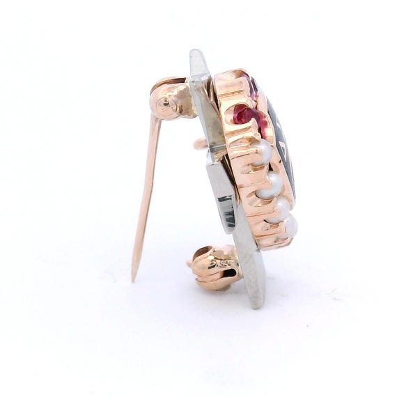 Antique 10k Gold Delta Sigma Lambda Pin: Seed Pea… - image 4