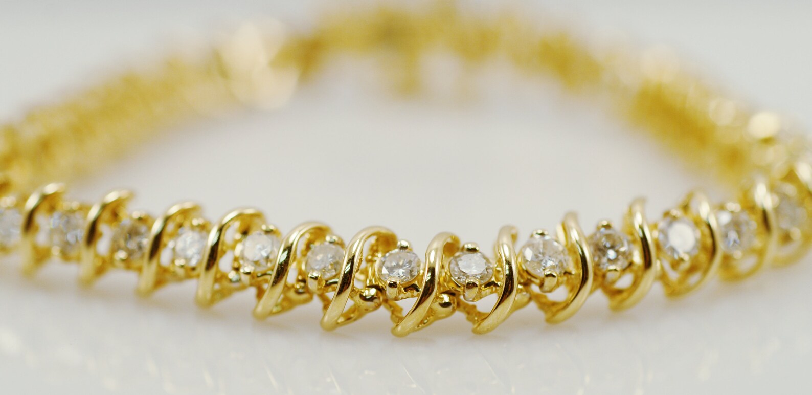 5 Carat Diamond Slink Tennis Bracelet 14k Yellow Gold Etsy