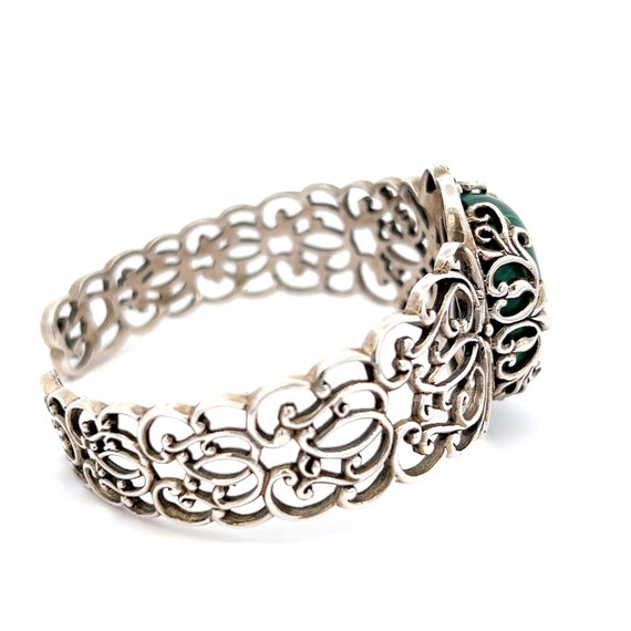 Sterling Silver Malachite Cuff Bracelet: Pierced … - image 2