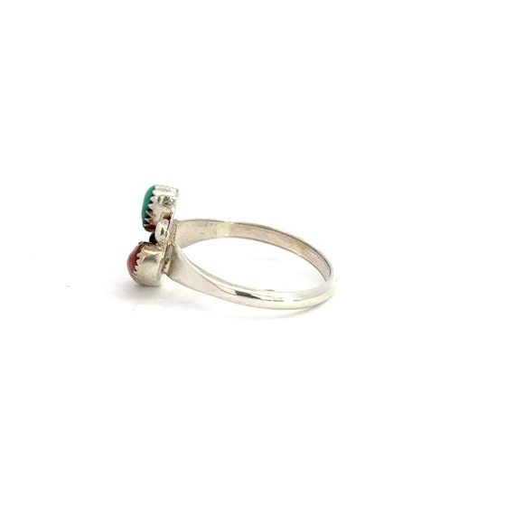 Turquoise & Coral Sterling Silver Ring South West… - image 3