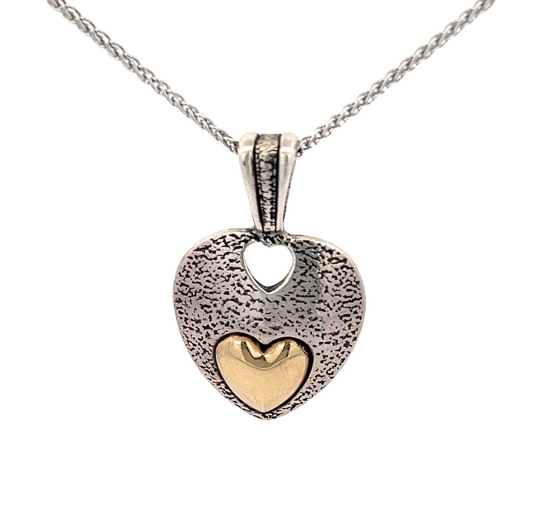Waldeck Johnson Sterling Silver and 14k Yellow Gold Heart Pendant Classic Jewelry Gift Idea Etsy