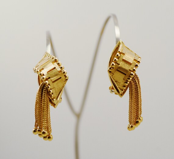 14k Yellow Gold Florentine Finish Tassel Clip On U