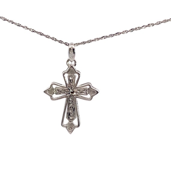 1/7 Carat Diamond Cross Pendant 14k White Gold - image 4