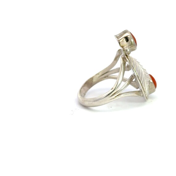 Exquisite Coral and Sterling Silver Ring Boho Chi… - image 3