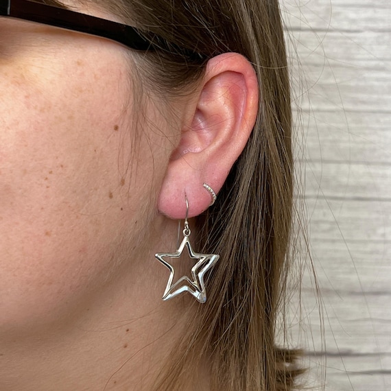 Sterling Silver Celestial Star Dangle Earrings - image 9