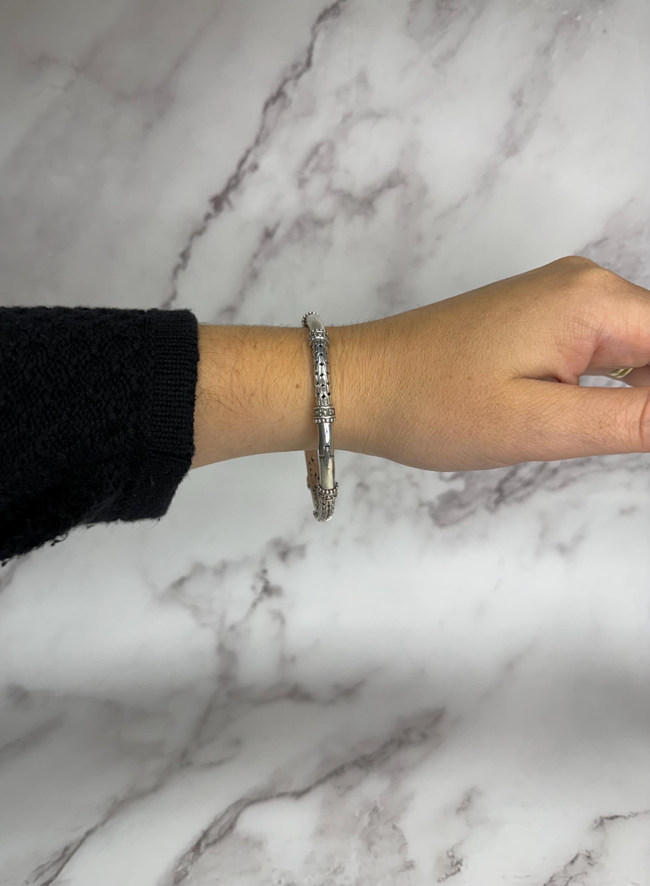 Chic Sterling Silver Vintage Sarda Hinged Bracelet Featuring Chic Sterling Silver Vintage Sarda Hinged Bracelet Featuring