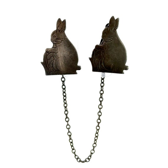 Sterling Silver Bunny Bib Clips, Baby Shower Gift