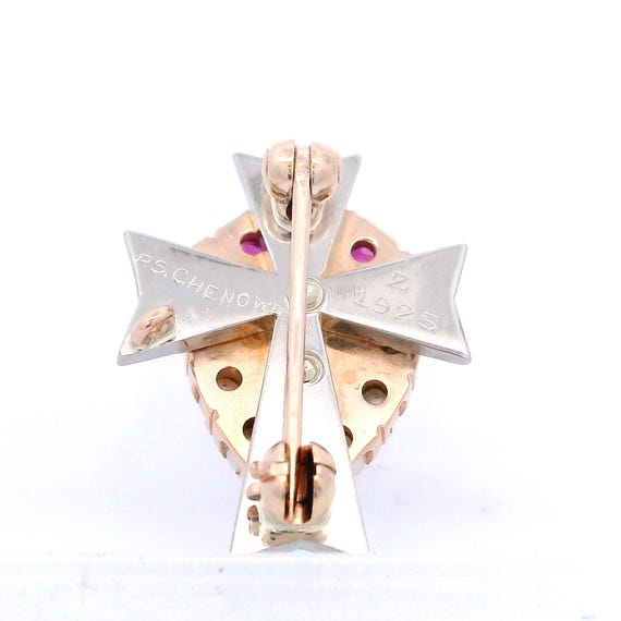 Antique 10k Gold Delta Sigma Lambda Pin: Seed Pea… - image 5
