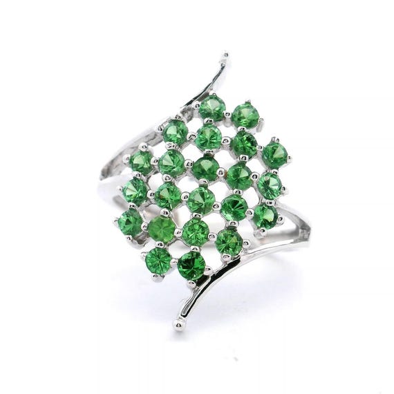 14k Tsavorite Garnet Cluster Ring