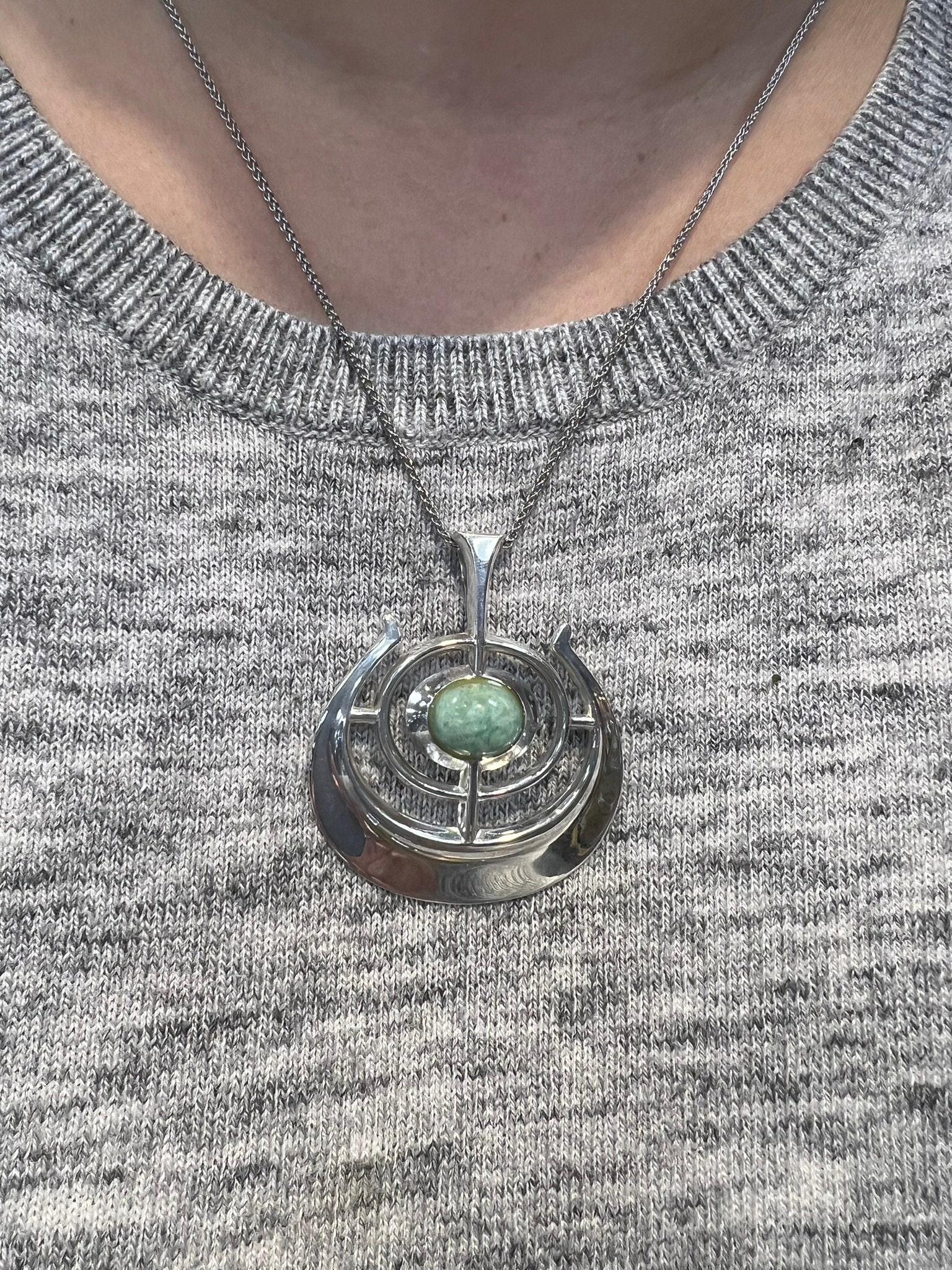 Vintage David Andersen Sterling Silver Amazonite Pendant - Bjorn