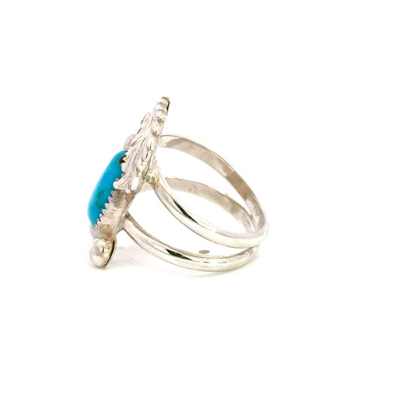 Easter Blue Turquoise Solitaire Ring Sterling Sil… - image 3