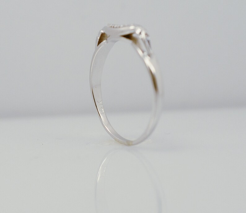 Vintage 14k White Gold Single Cut Diamond Wedding Band Ring Unique Unusual