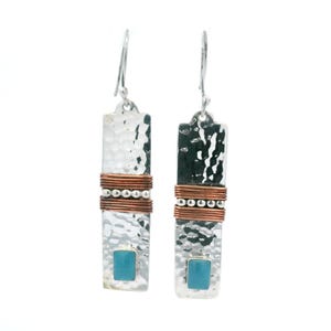 Sterling & Copper Turquoise Dangle Earrings