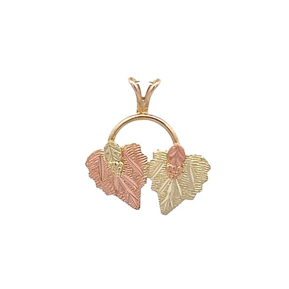 Gorgeous 10k Black Hills Gold Double Leaf Pendant… - image 1
