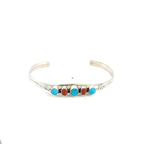 Southwestern Style Turquoise and Coral Sterling S… - image 1
