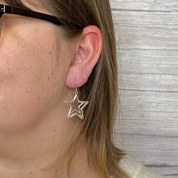 Sterling Silver Celestial Star Dangle Earrings - image 8