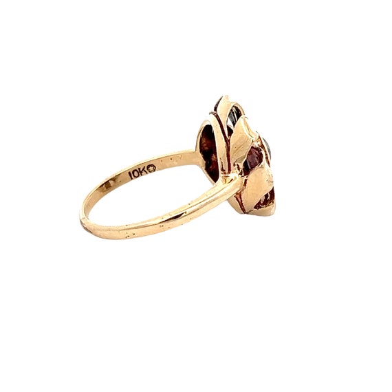 Vintage 10k Yellow Gold Bohemian Garnet Halo Ring… - image 4