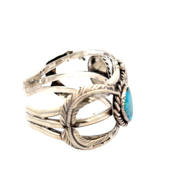 Sterling Silver Three Stone Turquoise Cuff Bracel… - image 4