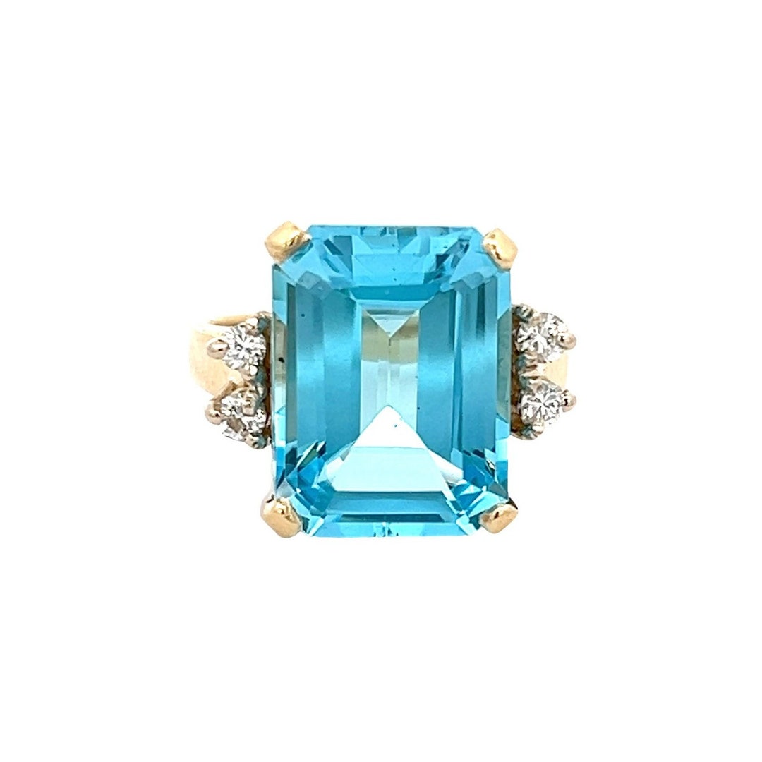 Elegant Swiss Blue Topaz & Diamond Ring - December Birthstone Jewelry ...