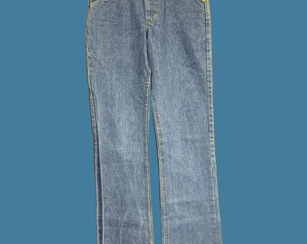 Vintage 1970s Lee Rider Boot Cut Jeans: Light Wash Denim