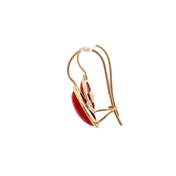 Unique Coral Solitaire Earrings - 14k Gold Bezel … - image 2