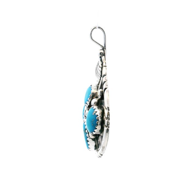 Sterling Silver Easter Blue Turquoise Pendant Tea… - image 2