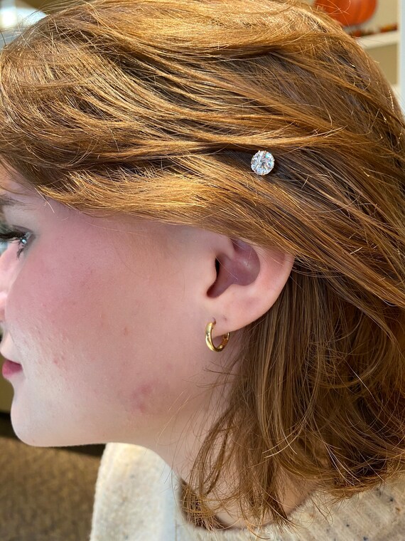 Diamond Simulant 10k Rose Gold Swirl Hair Pin - image 5