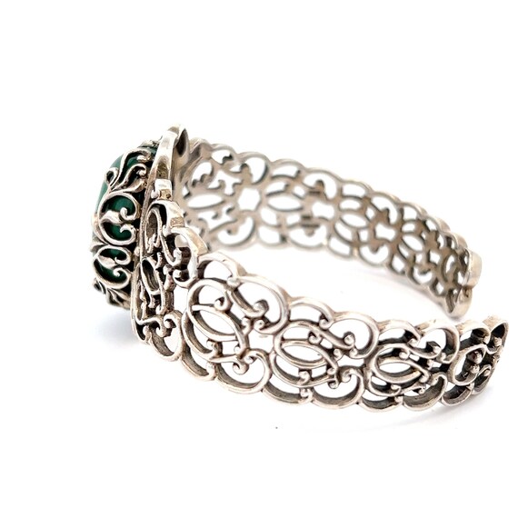 Sterling Silver Malachite Cuff Bracelet: Pierced … - image 4